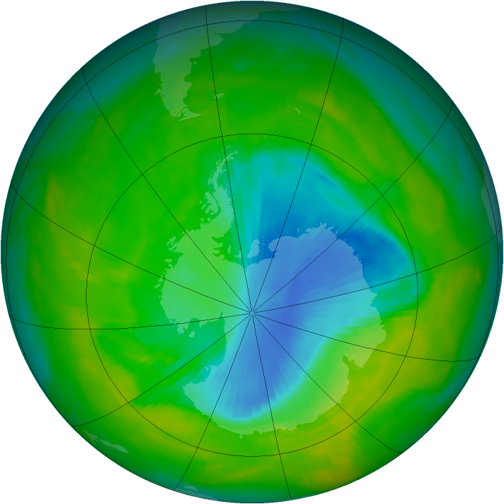 Antarctic ozone map for 26 November 2000